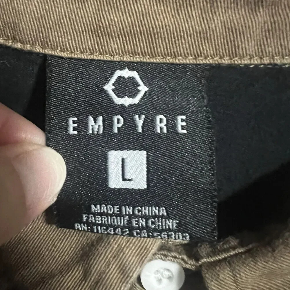 Empyre Mens Nail Logo Long Sleeve Polo T-Shirt Black/Brown Size Large - Picture 5 of 5